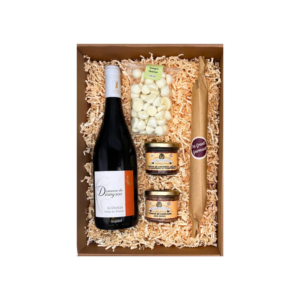 panier gourmand du terroir dans boîte